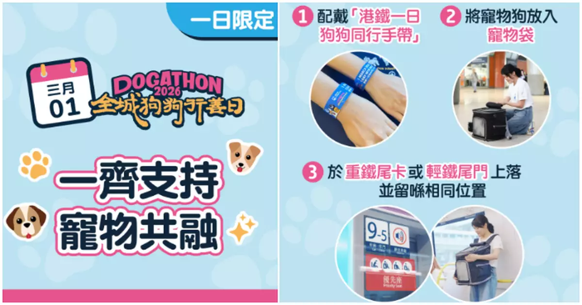 港鐵參與愛協3.1「全城狗狗行善日」 首次准持手帶乘客同寵物狗搭港鐵