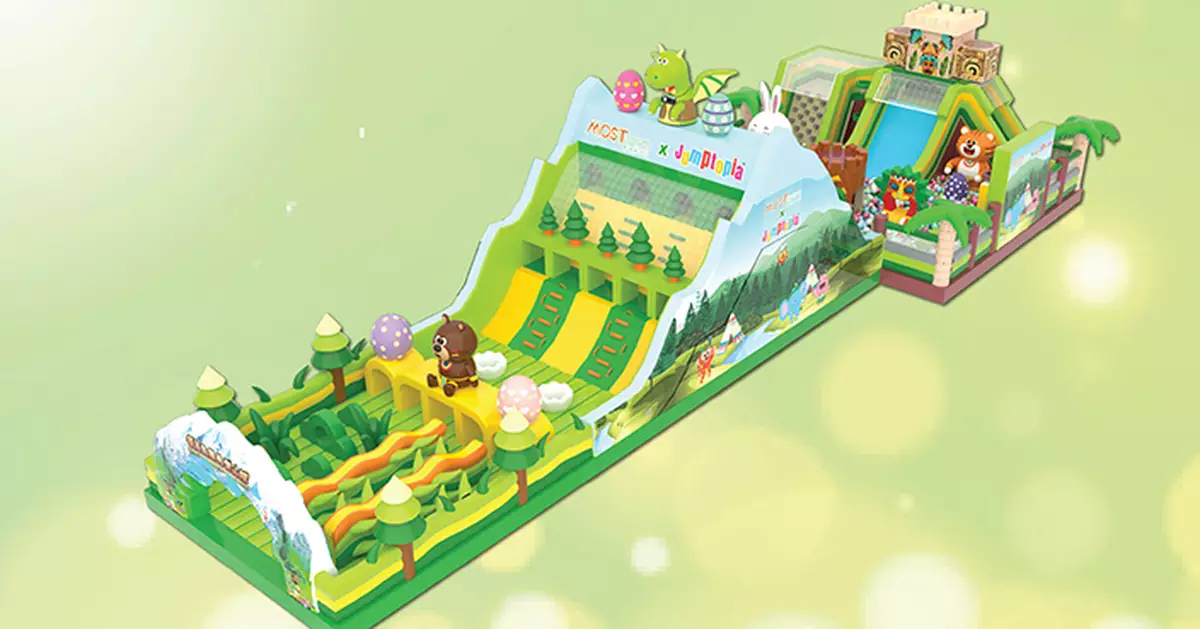MOSTown新港城中心 x Jumptopia復活島歷險 全港首創30米彈床 9米高垂直神山挑戰