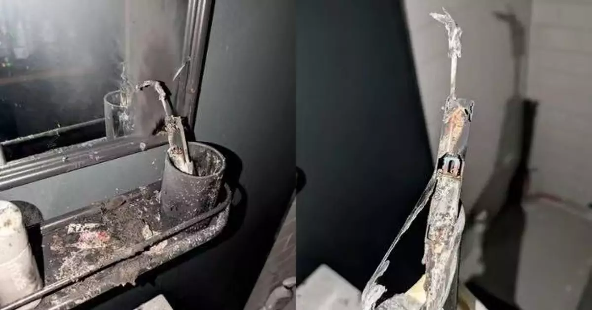 英女電動牙刷未充電突爆炸起火 浴室鏡框阻火勢蔓延免釀大禍