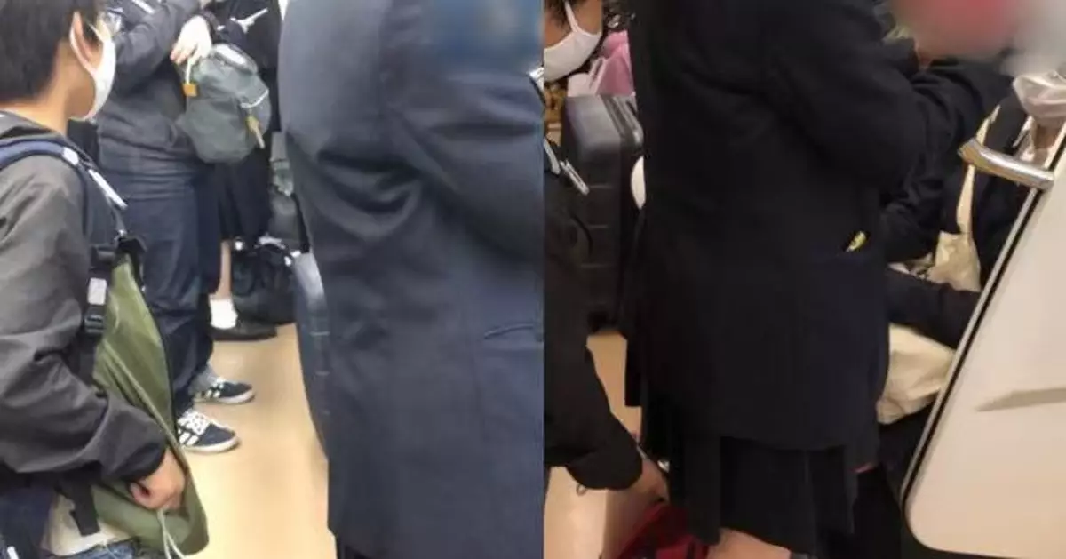 日本電車疑現小學生偷拍女乘客裙底 目擊乘客袖手旁邊未制止惹議