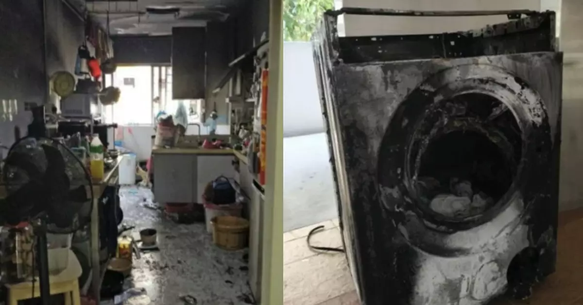 使用6年滾筒洗衣機突冒煙起火 新加坡女戶主逃出後聞爆炸聲幸無人受傷