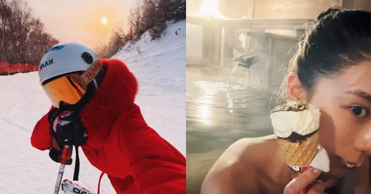 陳星妤日本滑雪過新年 浸住溫泉歎雪糕chill爆