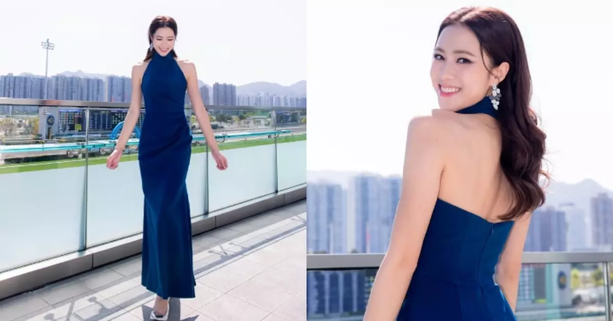 劉穎鏇深藍色禮服晒完美身材比例 招牌甜笑睇到網民心心眼