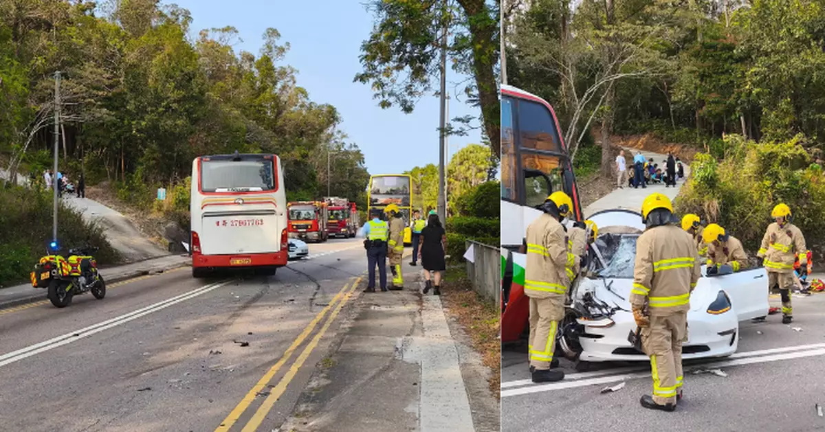 載學生旅遊巴與兩輛私家車相撞 西貢公路近對面海實施單線雙程行車