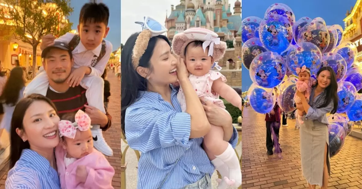 Coffee林芊妤舉家陪大仔去學校旅行 開心與4個月大囡囡齊影港女照