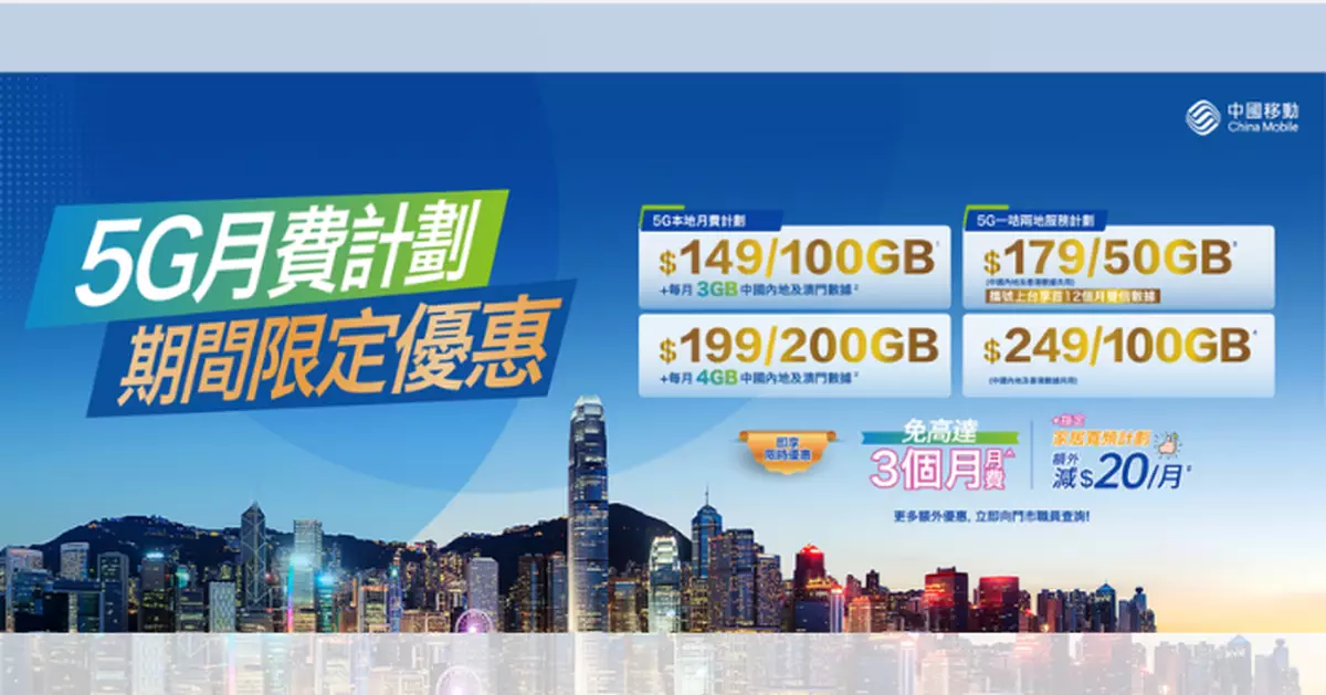 CMHK三月激賞！轉台5G本地計劃 即享高達3個月免月費