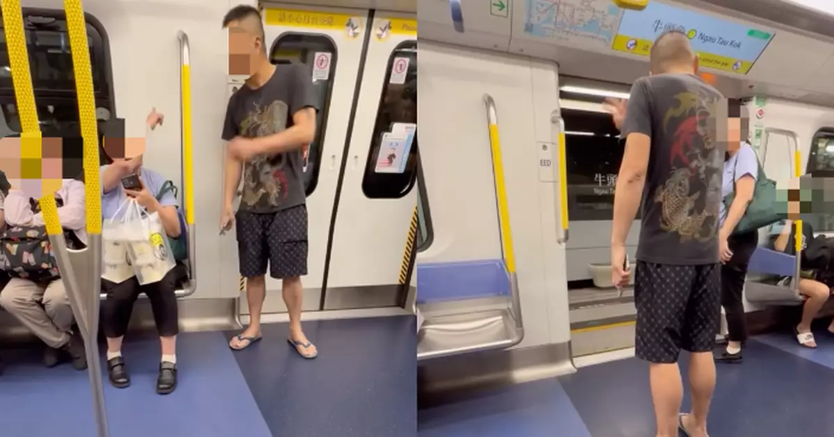 男子港鐵車廂高聲播放語音兼爆粗鬧事 聲稱無違法 大媽氣勢反制壓退對方