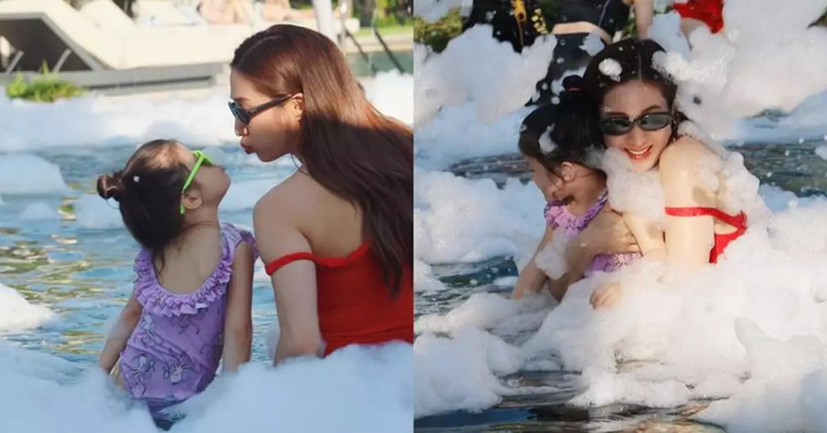 鍾嘉欣帶囡囡越南嘆泡泡浴 母女嘟嘴錫錫畫面有愛