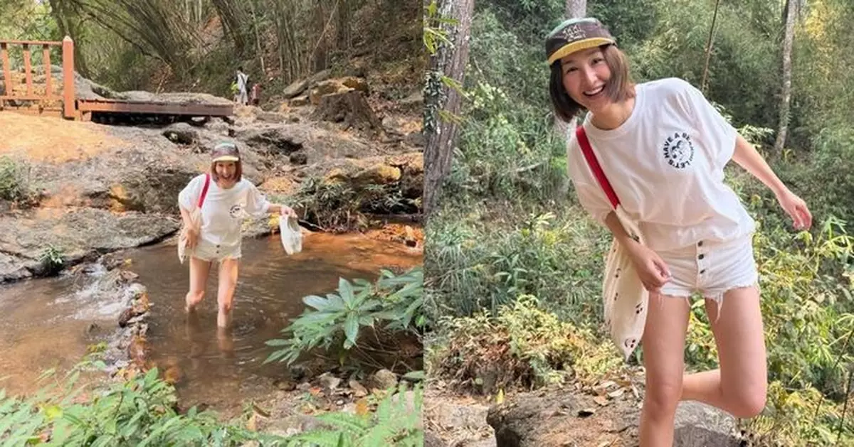 高海寧郊外遊山玩水盡顯少女心 清爽熱褲Look晒白滑長腿