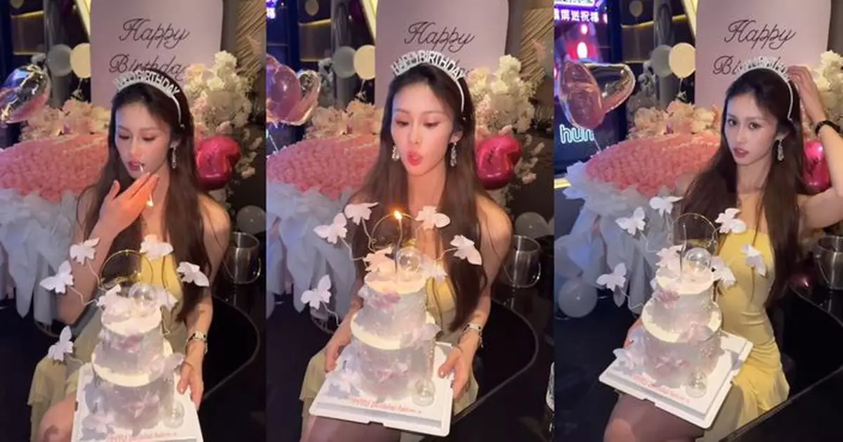 楊梓瑤23歲生日玩花臣 口咬蠟燭吹熄勁有型
