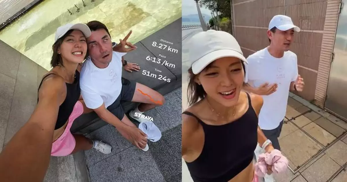 洪永城快閃回港36小時陪跑 梁諾妍晒合照放閃