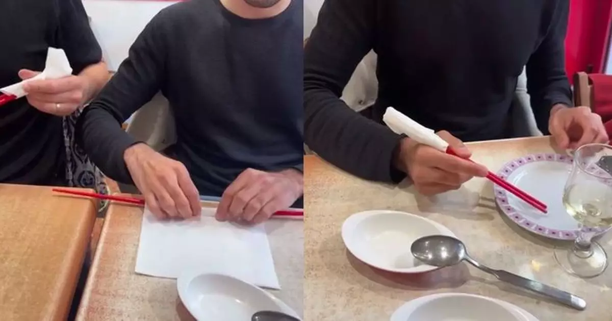 食中餐唔識揸筷子？法人妙用衛生紙自製「學習筷」引網民嘖嘖稱奇