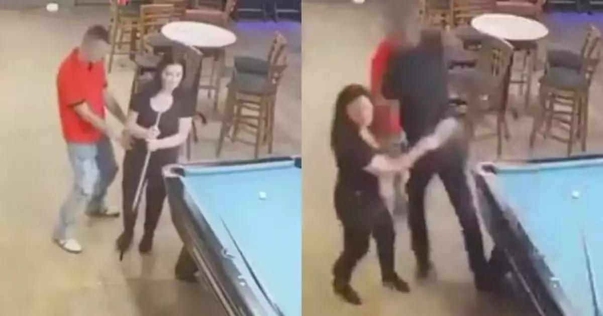 酒吧打桌球目睹愛妻遭醉漢摸臀騷擾 外國男暴怒重拳擊倒對方引網民兩極反應