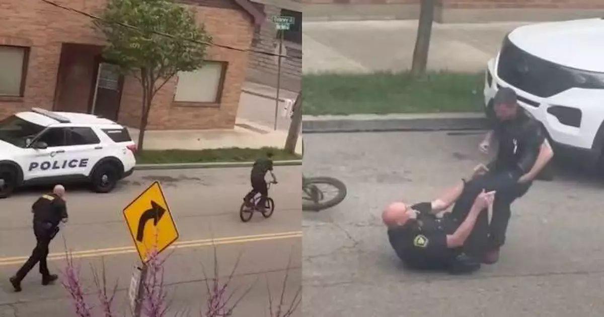 街頭上演貓捉老鼠？美警員攔截單車男反遭戲弄氣喘力竭 荒謬畫面引質疑