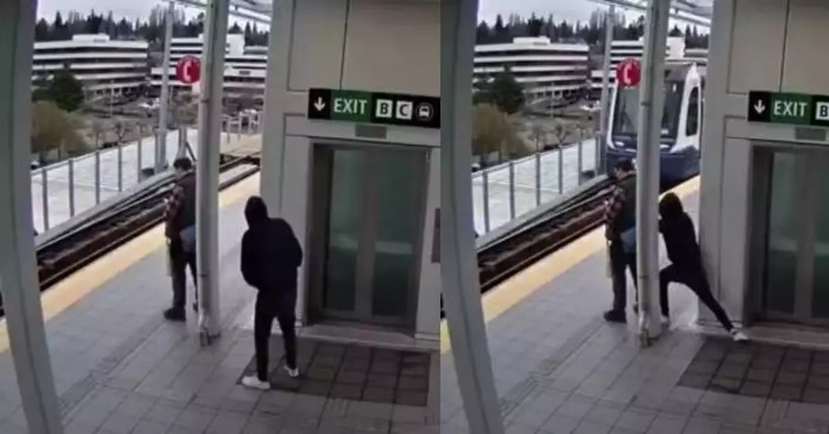 列車進站間怪漢突背後偷襲 美國男月台候車低頭睇手機險被推落路軌