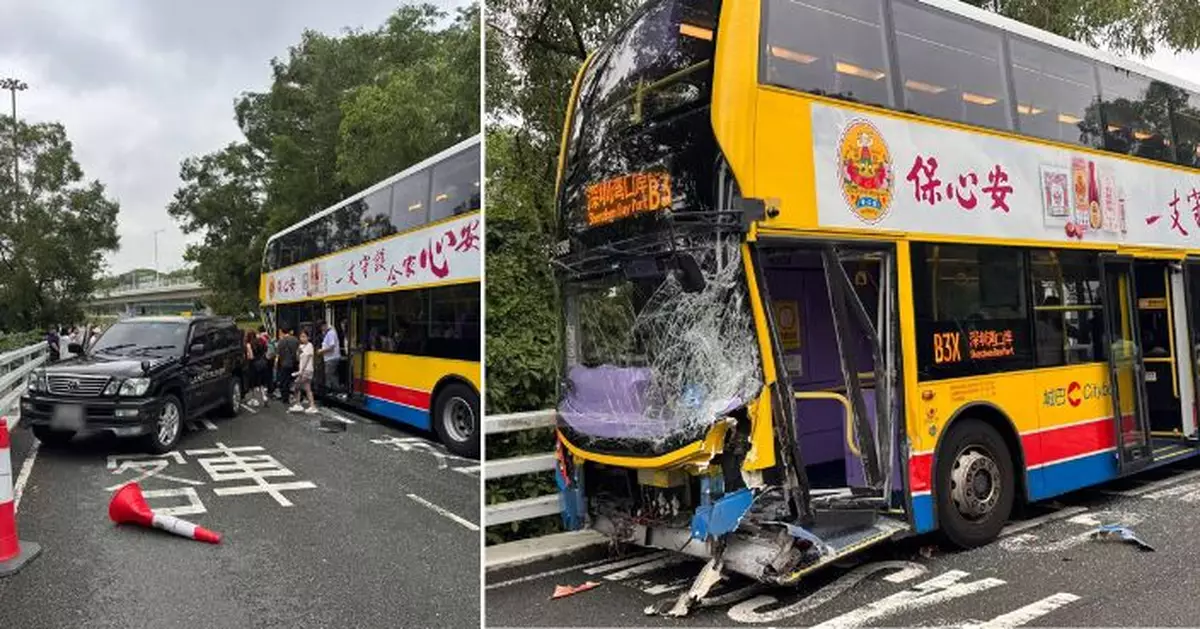 城巴深圳灣大橋落斜撼死火SUV 車頭粉碎4人傷