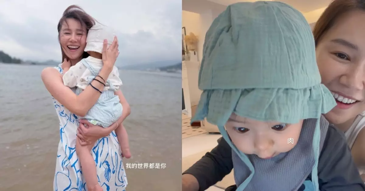 黃翠如分享一系列「春天的碎片」 抱囝囝海邊合照：我的世界都是你