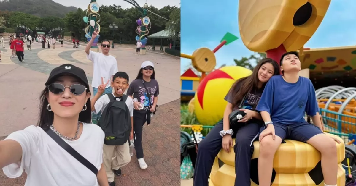 鄭希怡帶囡囡遊主題樂園慶生 11歲梁浸浸頭挨陳真好有愛