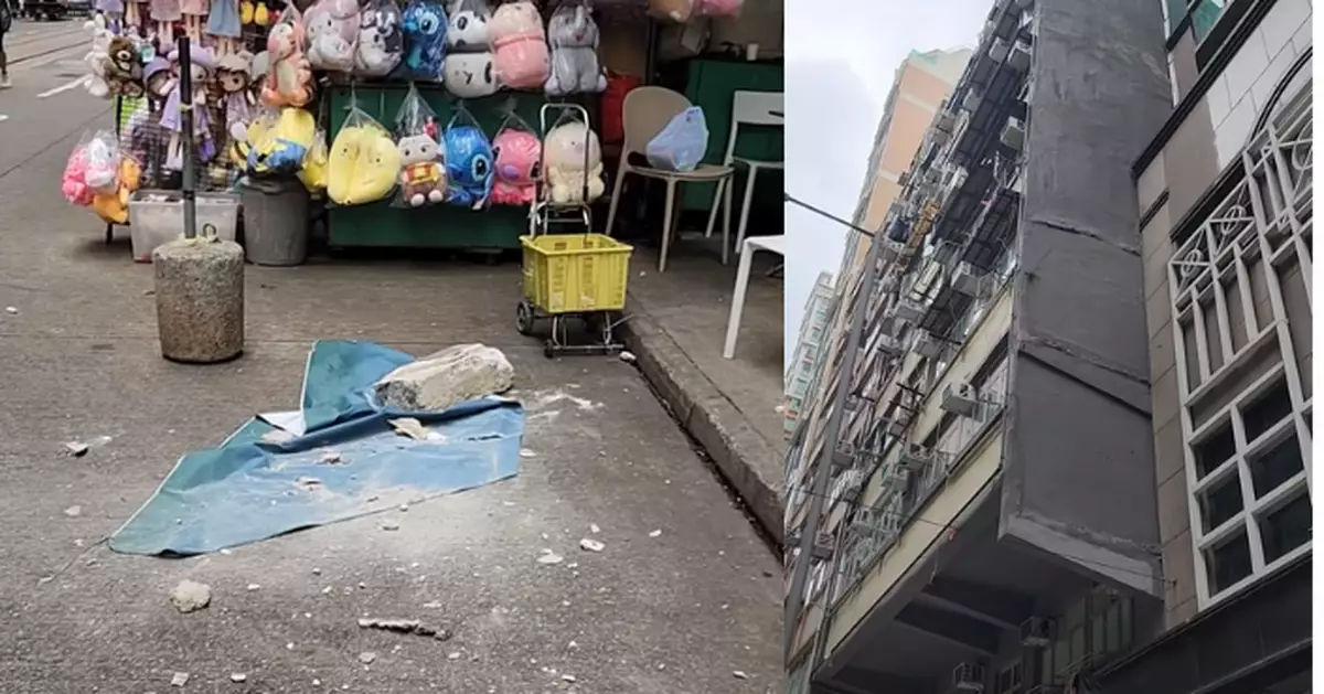北角大廈石屎剝落襲春秧街街市 太陽傘擋一劫三長者險被擊中