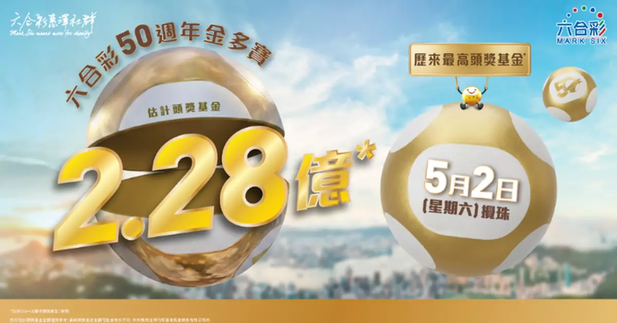 破紀錄2.28億元頭奬彩金 六合彩50周年金多寶5·2攪珠4.25起開售