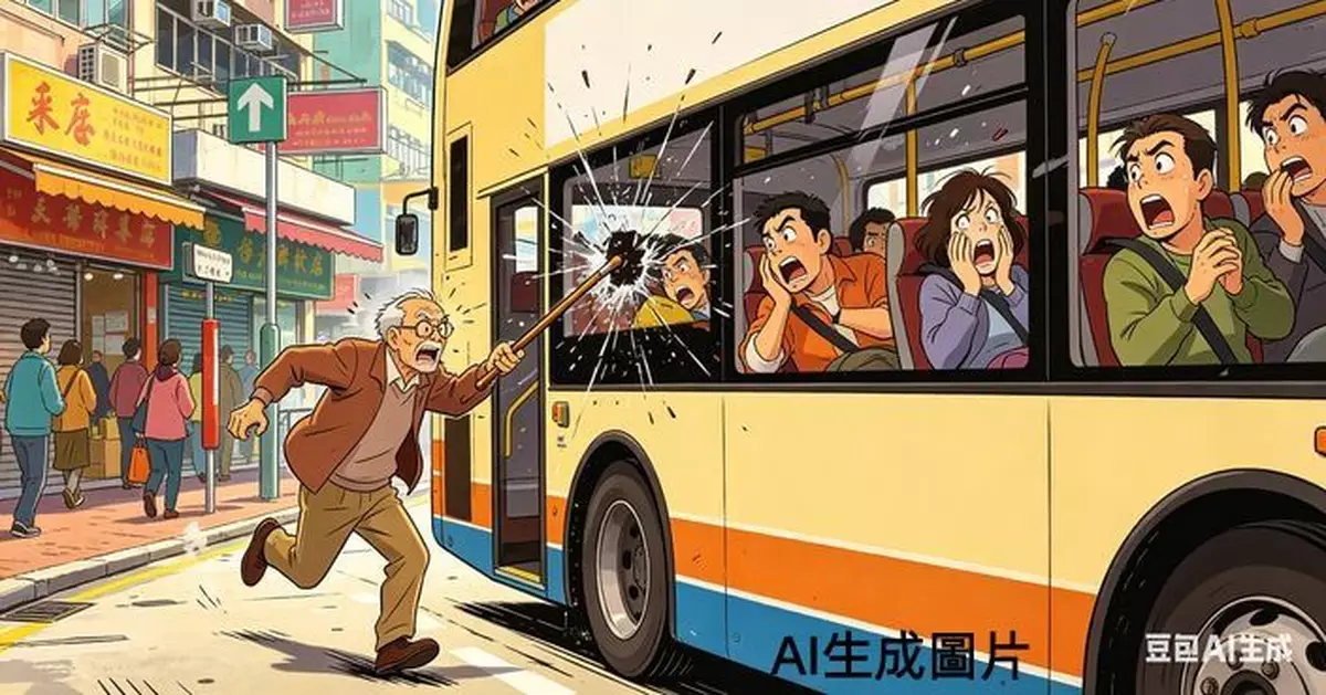 阿伯追車失敗發難 拐杖打爛車窗乘客受驚尖叫 城巴：已報警處理！　