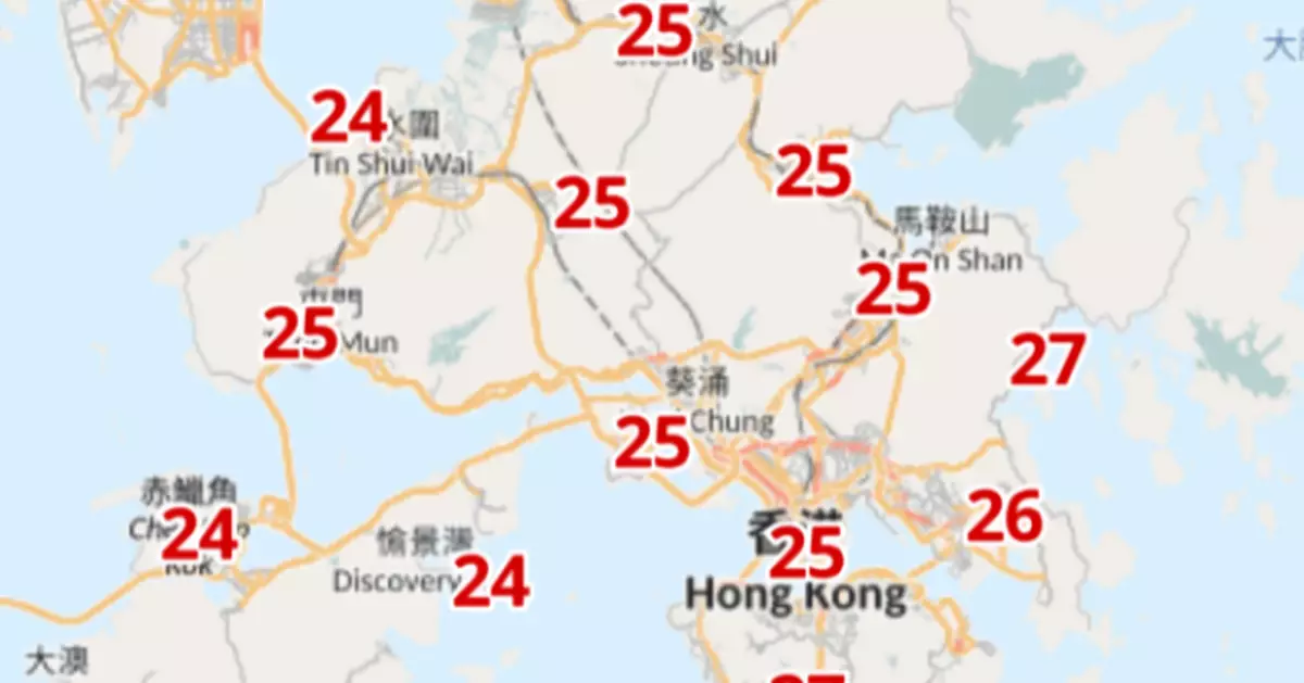 天氣｜多區氣溫較昨日低3至5度 天文台料明日雨勢有時頗大