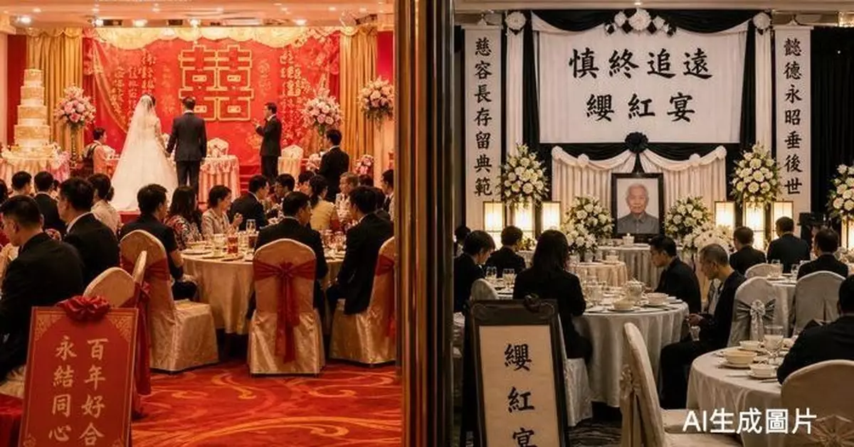 尖沙咀酒樓紅白事同場上演  網民慨嘆：一板之隔道盡半生