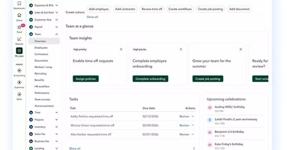 Intuit推QuickBooks Workforce 改革中小企人力資本管理