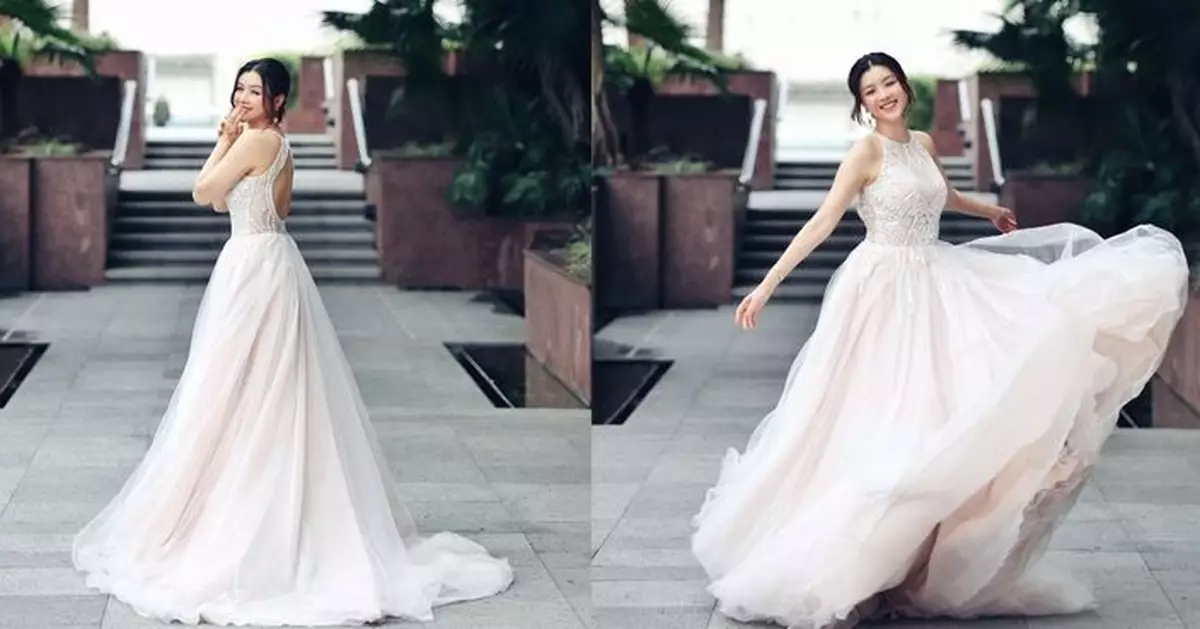 陳茵媺著婚紗賀結婚13周年 隔空向老公陳豪示愛