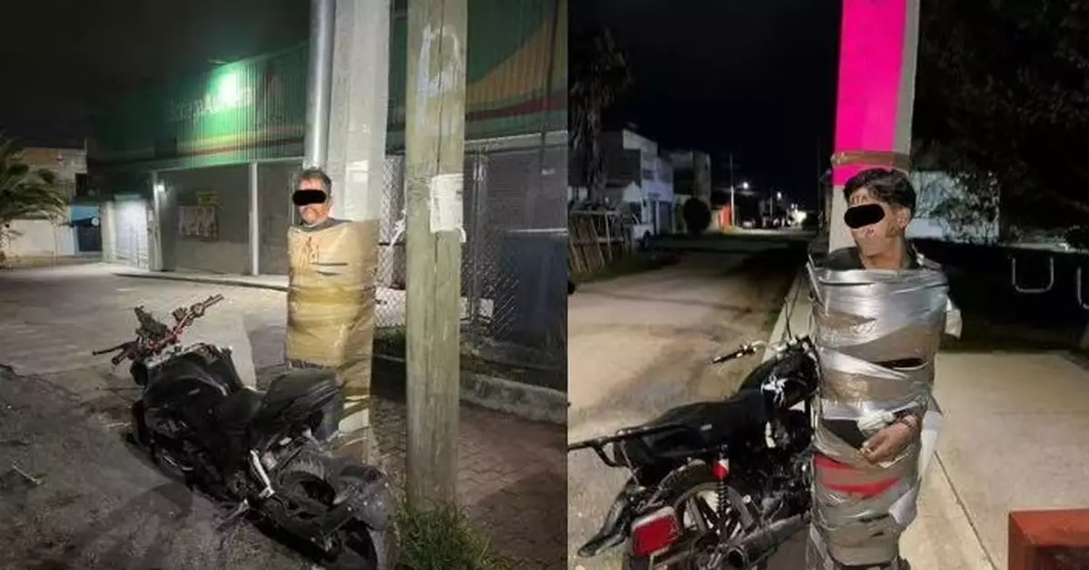 偷電單車遭私刑 墨西哥賊人被綁柱畫花臉示眾 警方全力追緝「街頭英雄」