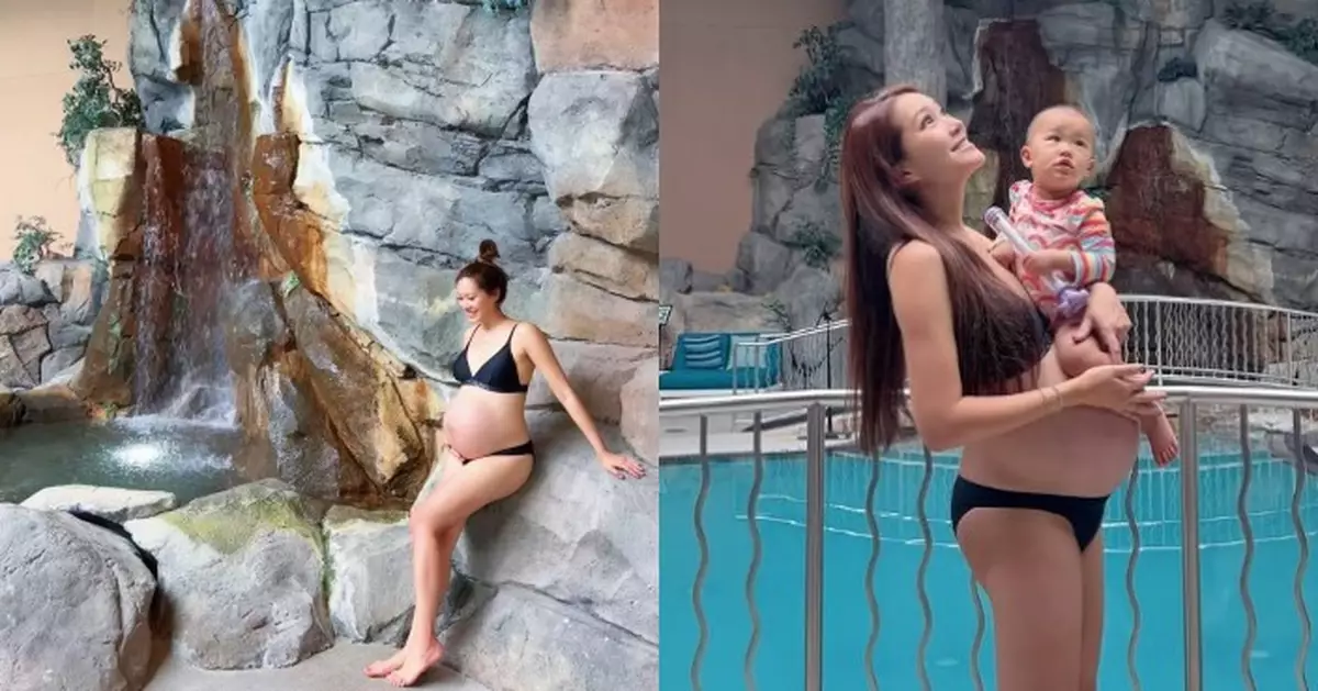 前港姐周美欣懷孕36周晒水着 肥肚不肥身獲讚最美孕婦