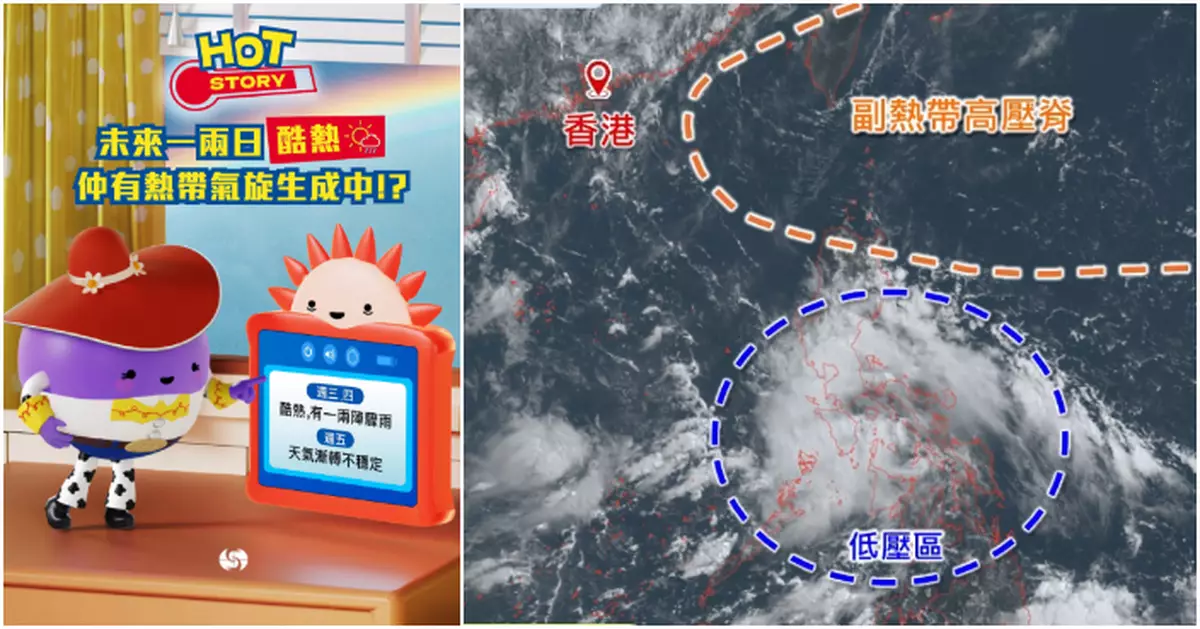 天氣 | 天文台：南海熱帶氣旋發展中　料與本港保持一定距離