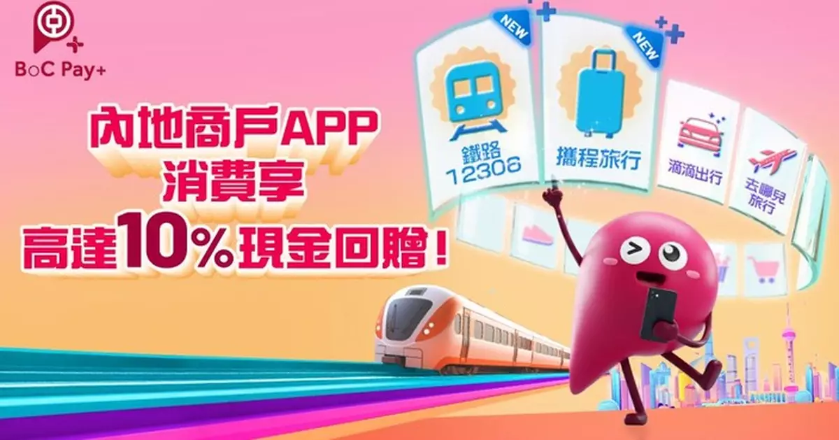 中銀香港BoC Pay+ 開通「鐵路 12306」及「攜程旅行」內地應用程式付款功能