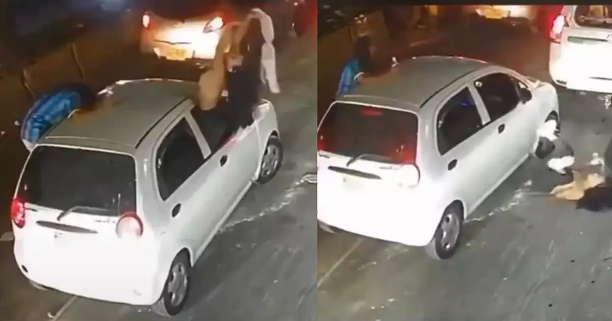 慶祝球隊勝利忘形 哥倫比亞女球迷除胸罩探出車窗舞動8秒失平衡墮車
