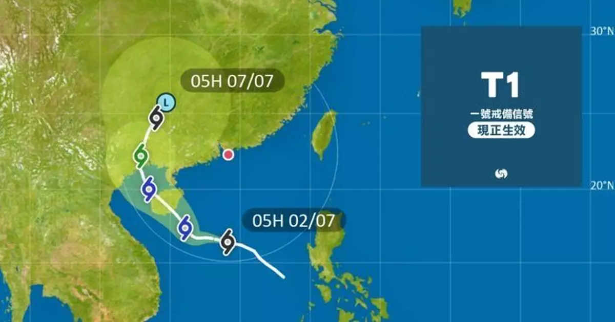 天氣 | 天文台發出1 號戒備信號 料今日大致多雲有幾陣驟雨