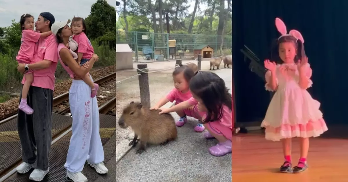 洪永城梁諾妍帶兩女遊日不停親親小動物 4歲Sirface職業體驗做model要媽媽氹？