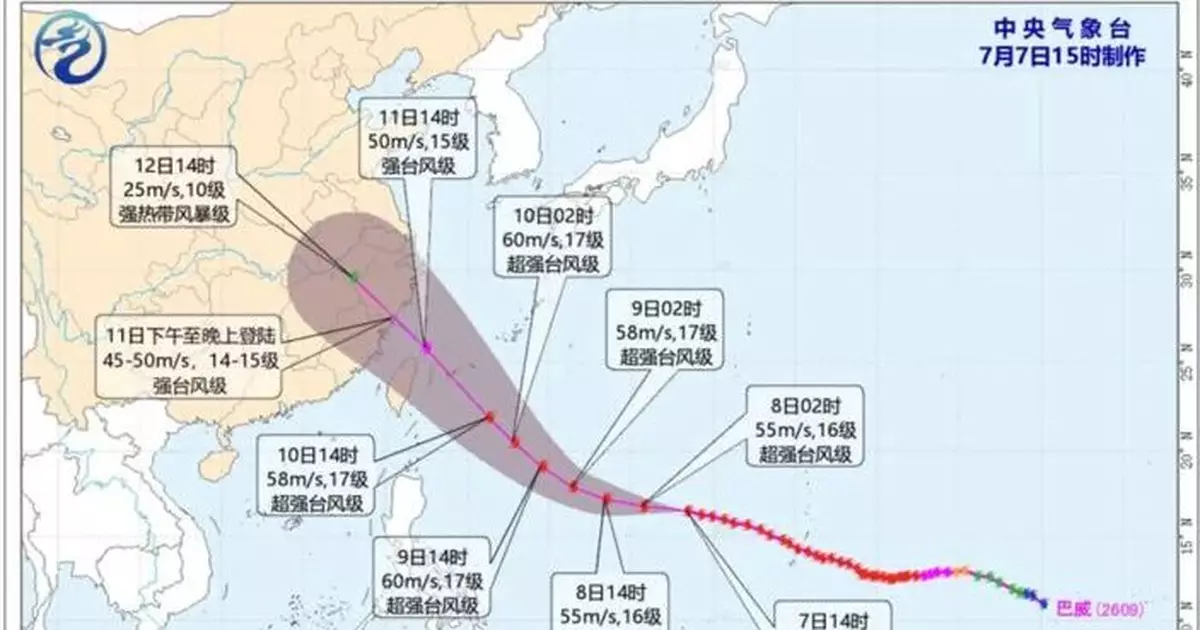 超強颱風「巴威」逼近　料登陸我國東南沿海