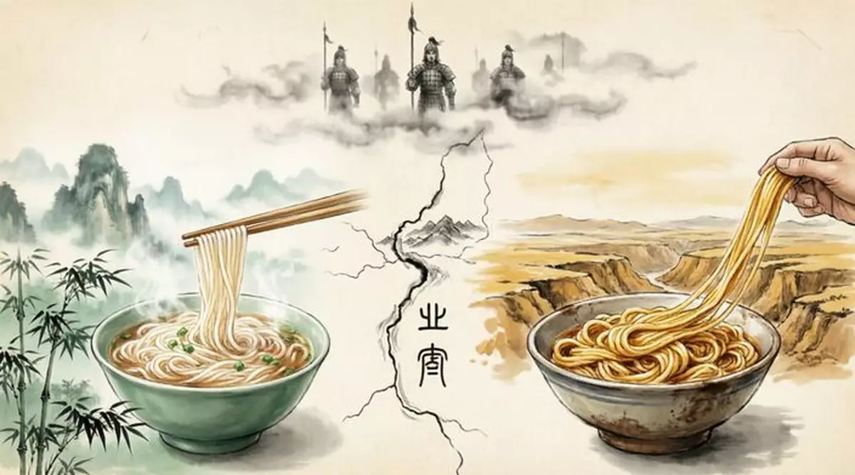 南方人愛米粉，北方人愛麵條，這條線畫了兩千年