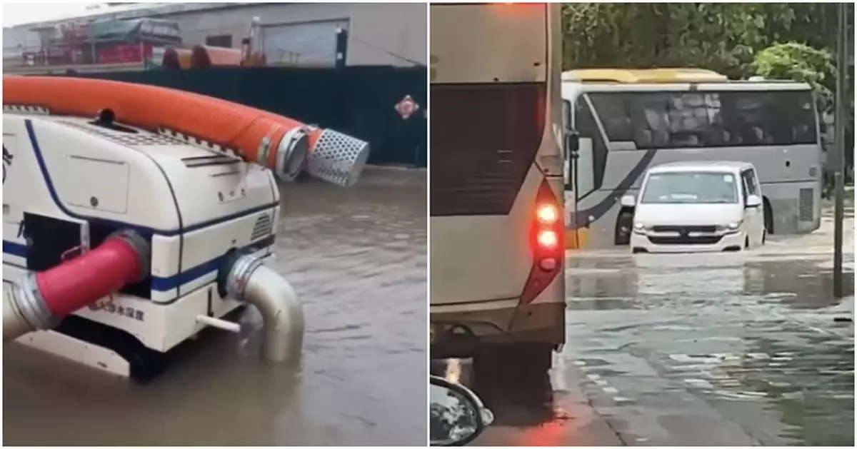 天氣｜新界北大雨下最少4宗水浸 渠務署出動「龍吸水」到場處理　