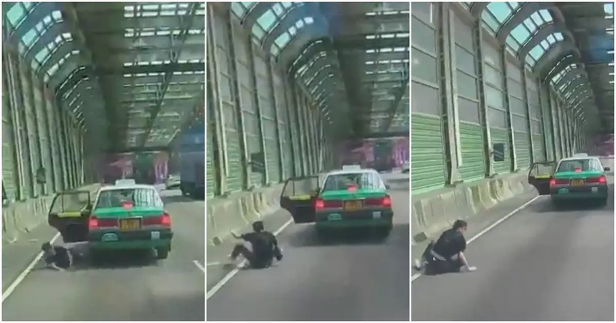 成龍式驚險一幕！的士男乘客突開門跌出車 小巴急扭軚險釀慘劇