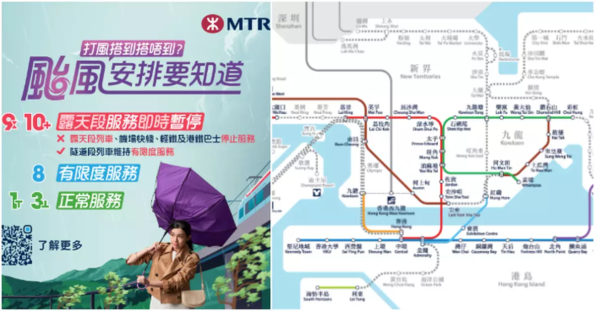 港鐵：風暴期間將維持周末正常班次至晚上服務時間完結