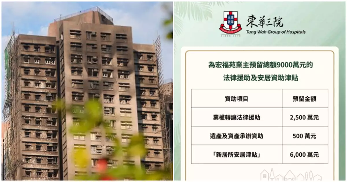 大埔火災 | 東華三院：宏福苑法律配對服務進度理想 預留9000萬元資助居民