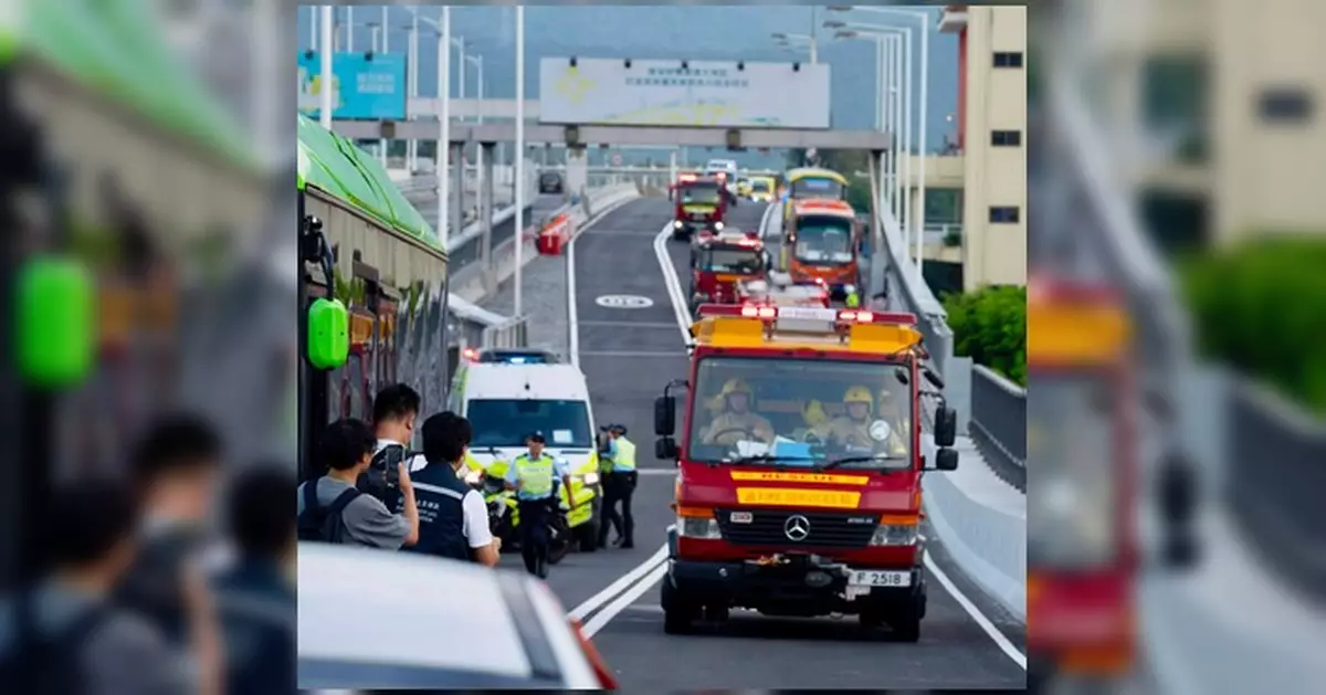 消防處參與新皇崗口岸跨部門演練 模擬恐襲及電動車起火救援