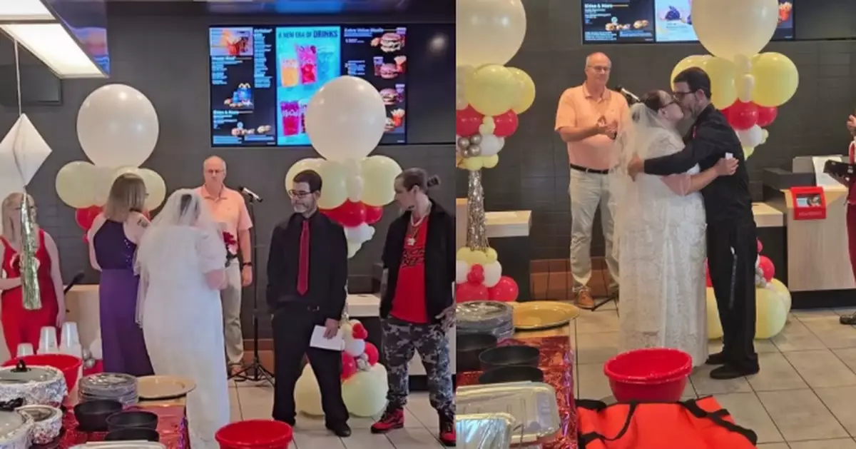 「I'm lovin' it」成真！美麥當勞情侶員工店內舉行婚禮 同事當證婚人
