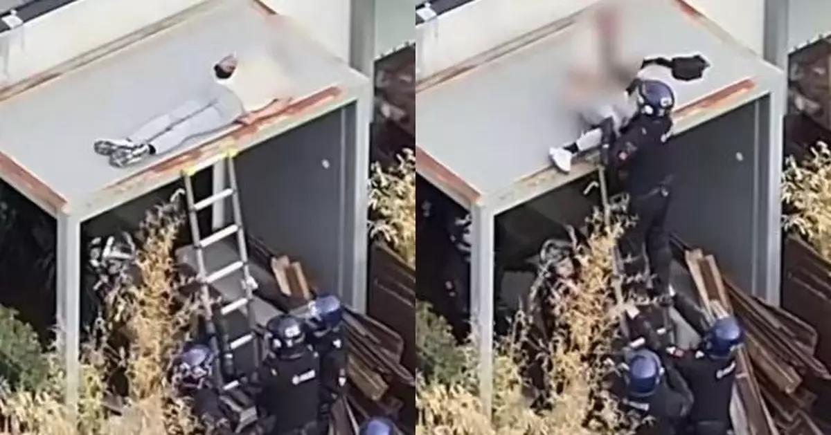 屋頂與警方對峙48小時累到瞓著 英通緝犯褲子被扯甩「光屁股」墜地落網