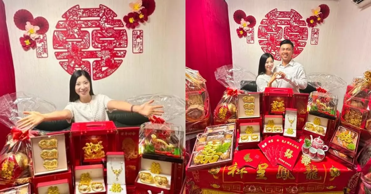 前TVB新聞主播袁沅玉過大禮晒豪華金器 塞滿全屋與未婚夫甜蜜放閃