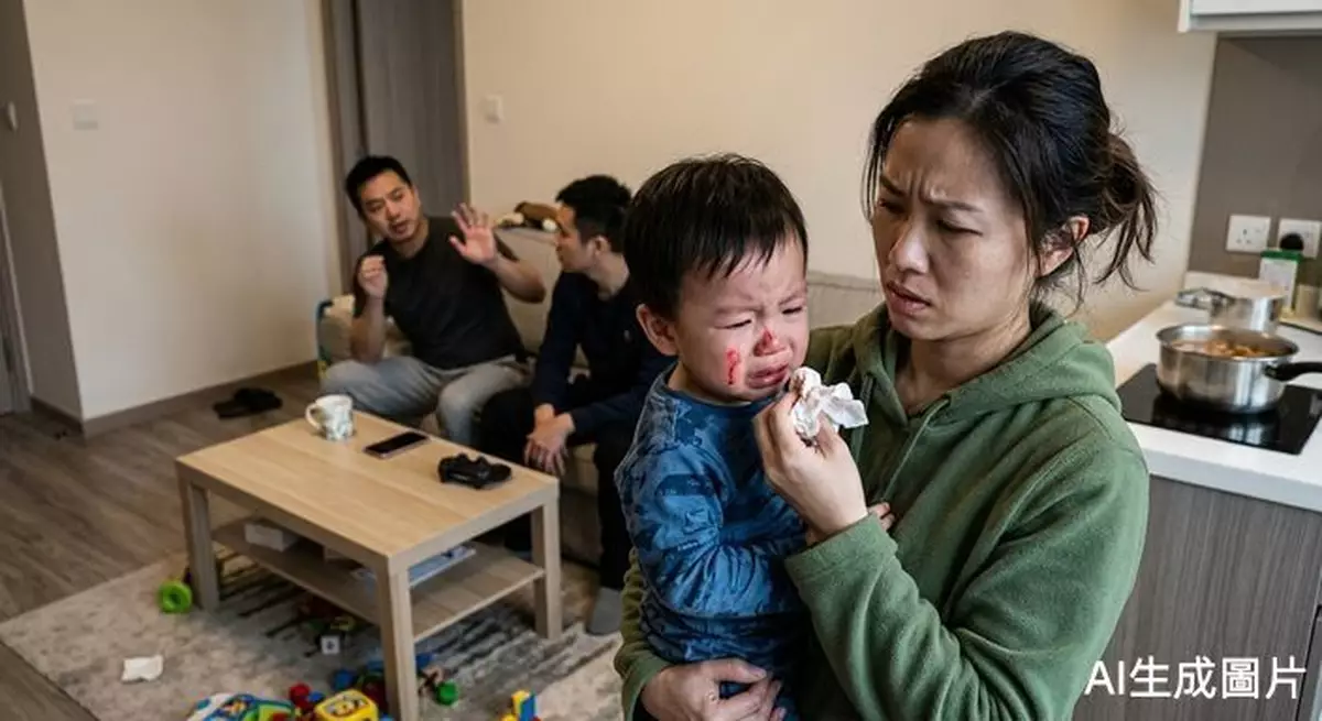 16個月大BB交老公照顧跌倒成面血 港媽想送醫院卻遭斥：太誇張太緊張！