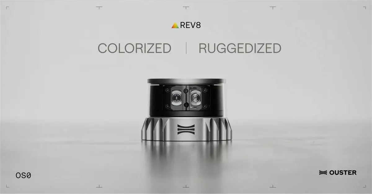 Ouster Rev8 OS0原生彩色激光雷達，額定可承受100克衝擊，並具備90度垂直視野，適用於果園自動化作業。 AP圖片