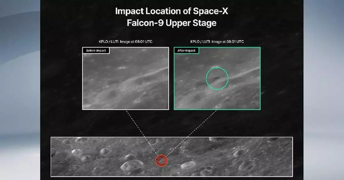 SpaceX獵鷹9號火箭殘骸撞擊月球表面