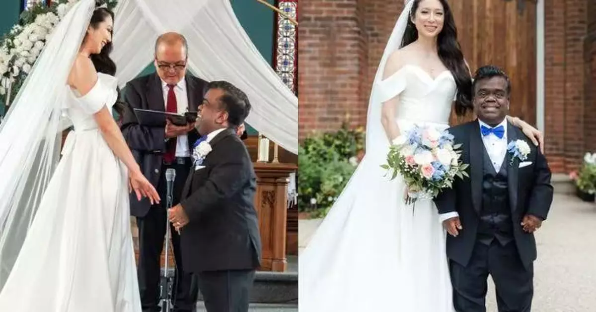 加拿大163cm華裔女嫁122cm侏儒男 相差41CM「最萌身高差」婚照爆紅